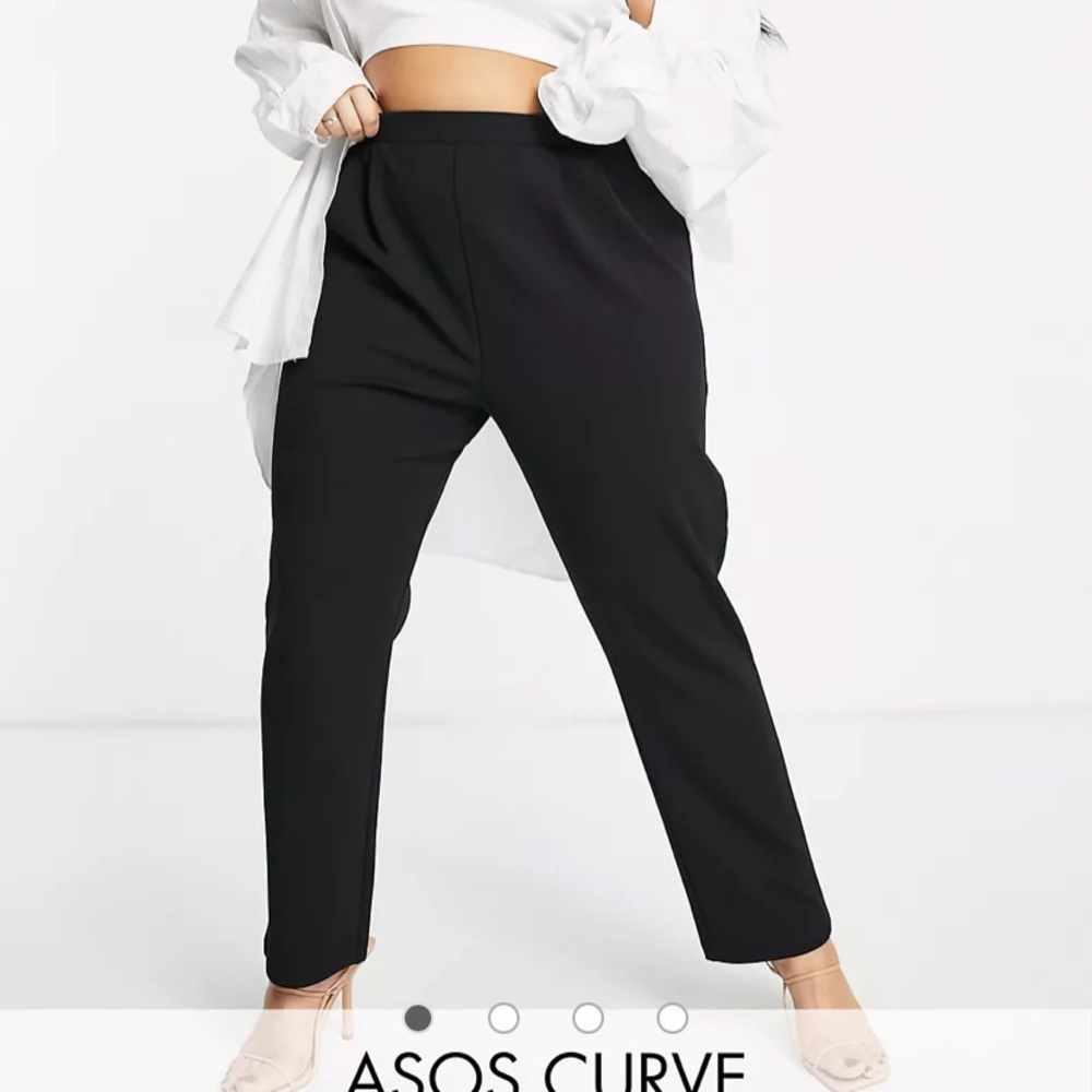 ASOS DESIGN Curve jersey tapered suit pants in black